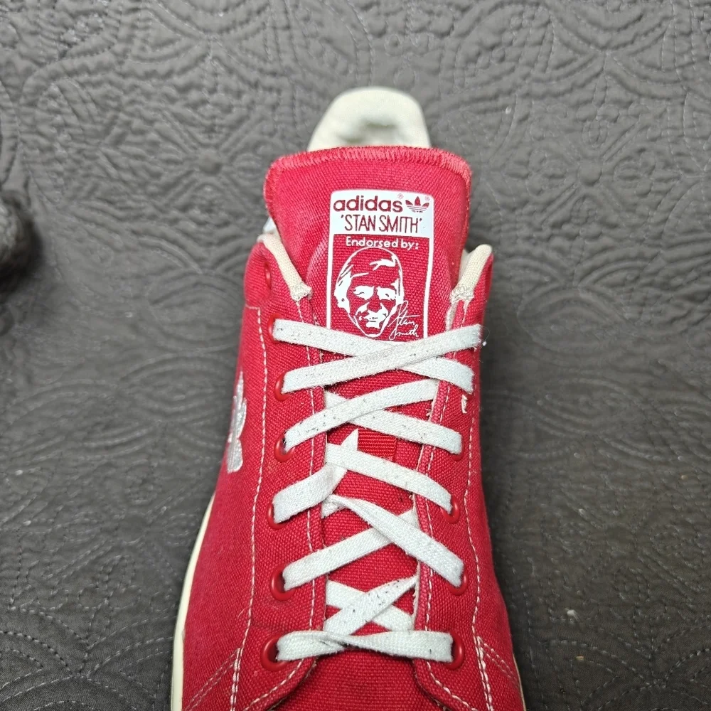 Adidas Stan Smith Scarlet Canvas Classic Logo Retro Sneakers Men's Shoe Size 8.5